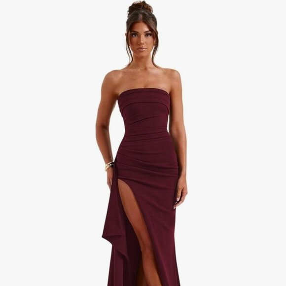 Vintys women's strapless chiffon dress (can be used as a prom dress) - Picture 1 of 4
